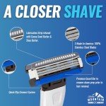 Razor Blades for Men - Includes Handle and 30 Refill Blades - Triple-Blade Razor Cartridges with Lubricating Strip, Pivoting Head and Textured Grip Handle For One Year of Shaves by Rocky Mountain Barber Company