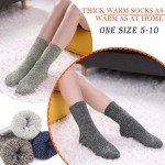 Josnown Warm Wool Socks for Women, 5 Pairs Thick Thermal Winter Cozy Crew Boot Socks Gifts for Her, One Size 5-10