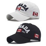 Azjachiny 2 PCS Canada Baseball Cap Canada Souvenirs Adjustable Canada Day Embroidered Maple Leaf Flag Cap for Men Women