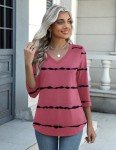 Zeagoo Women T Shirt 3/4 Sleeve V-Neck Tee Tops Casual Cute Blouse Basic Striped Tops 3 Pack Tunic Tops for Work