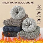 Josnown Warm Wool Socks for Women, 5 Pairs Thick Thermal Winter Cozy Crew Boot Socks Gifts for Her, One Size 5-10