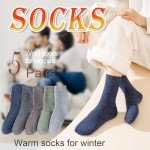 Josnown Warm Wool Socks for Women, 5 Pairs Thick Thermal Winter Cozy Crew Boot Socks Gifts for Her, One Size 5-10