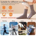 Josnown Warm Wool Socks for Women, 5 Pairs Thick Thermal Winter Cozy Crew Boot Socks Gifts for Her, One Size 5-10