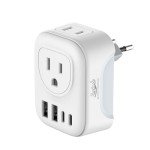 European Travel Plug Adapter, from a Canadian Small Business, International Adapter with 2 Canada Outlets & 2 USB Ports & 2 USB C, 6 in 1 Plug to Most of Europe Portugal Spain France (Type C)