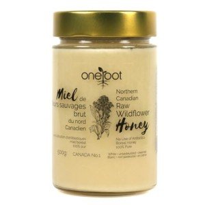 ONEROOT Raw Honey Unpasteurized | Boreal Forest Raw Wildflower Honey | Creamed, 100% Farmed & Packed in Canada | Single Source Pure, Unpasteurized & Unfiltered (500g)