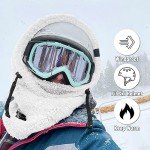 Senllen Balaclava Cold Weather Fleece Windproof Ski Mask Winter Breathable Thermal Face Mask Neck Warmer Scarf Helmet Hood White