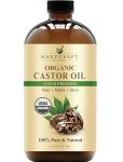 Handcraft Blends Cold-Pressed Organic Castor Oil in Glass Bottle - 473 ml - 100% Pure and Natural - Premium Grade Oil for Hair, Eyelashes and Eyebrows - Carrier Oil - Hair and Body Oil