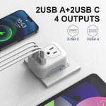 European Travel Plug Adapter, from a Canadian Small Business, International Adapter with 2 Canada Outlets & 2 USB Ports & 2 USB C, 6 in 1 Plug to Most of Europe Portugal Spain France (Type C)