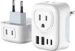 European Travel Plug Adapter, from a Canadian Small Business, International Adapter with 2 Canada Outlets & 2 USB Ports & 2 USB C, 6 in 1 Plug to Most of Europe Portugal Spain France (Type C)