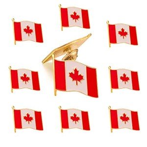 10 Pack Waving Canada Canadian Country Flag Lapel Pin Enamel Made of Metal Souvenir Hat Men Women Patriotic Maple leaf pins