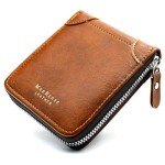 Wallet for Mens, Leather Mens Wallet with ID Window and Multi Card Slots, Secure Zipper Around Bifold Wallets for Men(Light Brown)