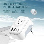 European Travel Plug Adapter, from a Canadian Small Business, International Adapter with 2 Canada Outlets & 2 USB Ports & 2 USB C, 6 in 1 Plug to Most of Europe Portugal Spain France (Type C)