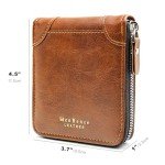 Wallet for Mens, Leather Mens Wallet with ID Window and Multi Card Slots, Secure Zipper Around Bifold Wallets for Men(Light Brown)
