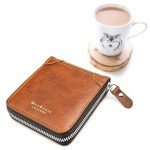 Wallet for Mens, Leather Mens Wallet with ID Window and Multi Card Slots, Secure Zipper Around Bifold Wallets for Men(Light Brown)