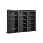 Prepac 3 Column Display Media Cabinet, Triple Wall Mounted Storage, Black