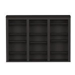 Prepac 3 Column Display Media Cabinet, Triple Wall Mounted Storage, Black