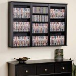 Prepac 3 Column Display Media Cabinet, Triple Wall Mounted Storage, Black