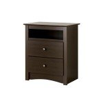 Prepac Sonoma 2 Drawer Nightstand: Elegant Bedroom Furniture, Bedside Table with Open Shelf, 23.25"W x 16"D x 28"H, Espresso