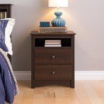Prepac Sonoma 2 Drawer Nightstand: Elegant Bedroom Furniture, Bedside Table with Open Shelf, 23.25"W x 16"D x 28"H, Espresso
