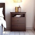 Prepac Sonoma 2 Drawer Nightstand: Elegant Bedroom Furniture, Bedside Table with Open Shelf, 23.25"W x 16"D x 28"H, Espresso