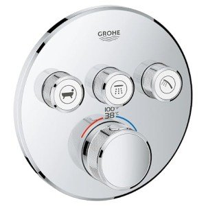 GROHE 29138000 Grohtherm Triple-Function Shower Thermostatic Valve Trim Kit, Starlight Chrome