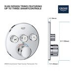 GROHE 29138000 Grohtherm Triple-Function Shower Thermostatic Valve Trim Kit, Starlight Chrome