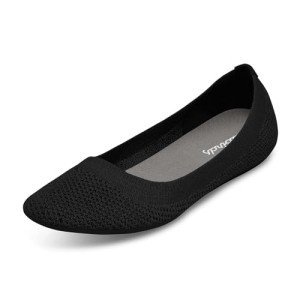 Allbirds Women’s Tree Breezers, Knit Ballet Flats, Slip-On Everyday Round Toe Shoes, Machine Washable Made with Natural Materials - Jet Black (Black Sole) - 6 Medium