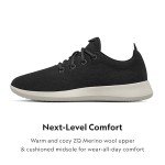 Allbirds Men’s Wool Runners Everyday Sneakers, Machine Washable Shoe Made with Natural Materials, True Black (Cream Sole), 9