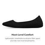 Allbirds Women’s Tree Breezers, Knit Ballet Flats, Slip-On Everyday Round Toe Shoes, Machine Washable Made with Natural Materials - Jet Black (Black Sole) - 6 Medium