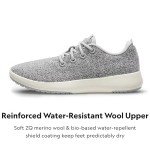 Allbirds Men’s Wool Runner Mizzles Water-Repellent Breathable Casual Walking Sneakers Made with Eco-Friendly Merino Wool, Light Grey (Natural White Sole), 11