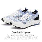 Allbirds Women’s Tree Flyer 2 Active Supportive Running Shoe, Blizzard, Pure Azure (Blizzard Sole), 7