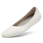 Allbirds Women’s Tree Breezers, Knit Ballet Flats, Slip-On Everyday Round Toe Shoes, Machine Washable Made with Natural Materials - Natural White (Natural White Sole) - 5.5 Medium