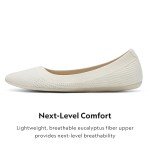Allbirds Women’s Tree Breezers, Knit Ballet Flats, Slip-On Everyday Round Toe Shoes, Machine Washable Made with Natural Materials - Natural White (Natural White Sole) - 5.5 Medium