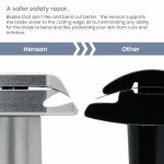 Henson Shaving Razor - Aluminum Double Edge Safety Razor with 5 Spare Blades - 30° Angled Precision With Superior Blade Rigidity- Reusable Single Blade Razors For Men and Women