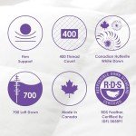 Canadian Down & Feather Co. - Firm Support Canadian Hutterite Goose Down Pillow King Size - 400 TC Shell 100% Cotton - Made in Canada