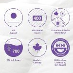 Canadian Down & Feather Co. - Soft Support Canadian Hutterite Goose Down Pillow Queen Size - 400 TC Shell 100% Cotton - Made in Canada