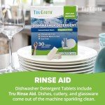Tru Earth Dishwasher Detergent Tablets - Concentrated Dishwasher Tabs Cut Grease for Sparkling Dishes - Eco Friendly Alternative to Liquid Pods - 30 Tablets, Fragrance-Free
