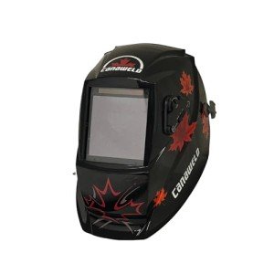 CANAWELD Auto Darkening 1/1/1/1 Best Optical Class True Color Welding Helmet 3.94x 3.85 Super Large Viewing Area Solar Powered Welder Mask with 4 Sensors (C9 Series-Red Maple)