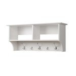 Prepac 36" Contemporary Wall Mounted Coat Rack, Coat Hooks Wall Mount with 2 Shelves, Ideal for Hallway or Entryway Storage Solution, 11.5"D x 36"W x 16.5"H, White