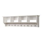 Prepac 60" Contemporary Wall Mounted Coat Rack, Coat Hooks Wall Mount with 4 Shelves, Ideal for Hallway or Entryway Storage Solution, 11.5"D x 60"W x 16.5"H, White