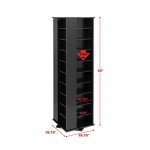 Prepac 4 Revolving Display Cabinet Media Storage, Large Four-Sided Spinning Tower, Black