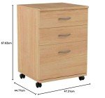 Nexera 3-Drawer Essentials Rolling Filing Cabinet, Beige, 19-Inch