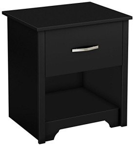 South Shore Furniture Fusion 1-Drawer Nightstand, Pure Black