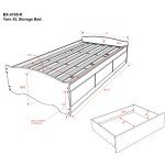 Prepac Mate's Twin XL 3-Drawer Minimalist Platform Storage Bed, Contemporary Twin XL Bed with Drawers 81.5" D x 41" W x 18.75" H, Black, BBX-4105-K