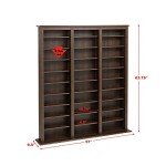 Prepac Barrister 3 Column 63.75" Media Storage, Wood Multimedia Storage Unit with 27 Adjustable Shelves, Modern Multimedia Cabinet with Removable Shelves for Books, Medias and Collectibles, Espresso