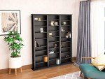Prepac Barrister 3 Column 63.75" Media Storage, Wood Multimedia Storage Unit with 27 Adjustable Shelves, Modern Multimedia Cabinet with Removable Shelves for Books, Medias and Collectibles, Espresso