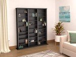 Prepac Barrister 3 Column 63.75" Media Storage, Wood Multimedia Storage Unit with 27 Adjustable Shelves, Modern Multimedia Cabinet with Removable Shelves for Books, Medias and Collectibles, Espresso