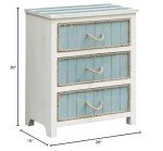 Crestview Collection CVFZR3560 South Shore Blueish Grey and White 3 Drawer Rope Accent Chest Furniture