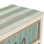 Crestview Collection CVFZR3560 South Shore Blueish Grey and White 3 Drawer Rope Accent Chest Furniture