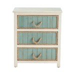 Crestview Collection CVFZR3560 South Shore Blueish Grey and White 3 Drawer Rope Accent Chest Furniture